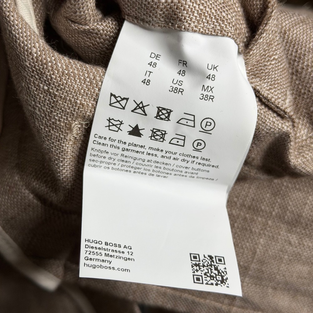 Hugo Boss C Hanry 232 Slim Fit Linen Wool Blazer Tan Brown Unstructured Mens 38R - Picture 11 of 13